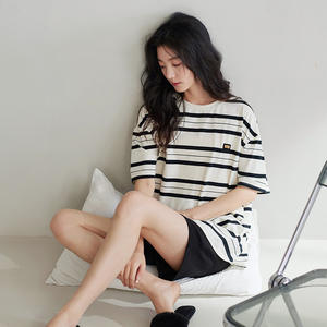 <span class=keywords><strong>Pijamas</strong></span> de Verano de Manga Corta para Parejas [Cool Sense], Algodón, Rayas, Conjunto para Hombre y Mujer, Venta al Por Mayor - Product Image 6