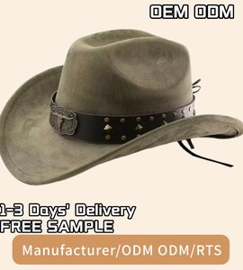 رائج جديد جلد مدبوغ نشمر حافة بيع بالجملة قبعة المكسيك فيدورا من المصنع مباشرة قبعة غربية للجنسين - Product Image 2
