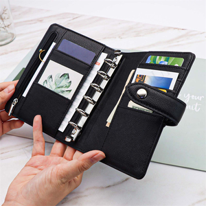 A7 ví chất kết dính PU da Ngân Sách vỏ lá lỏng lẻo chất kết dính Bìa Nhật Ký Tạp Chí Zip túi Snap đóng cửa tiền hộ chiếu thư mục - Product Image 5