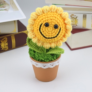2025 tournesols Girasol Crochet Pots de fleurs fleurs artificielles tissées à la main pour la fête <span class=keywords><strong>des</strong></span> mères mariage invité cadeaux bureau déco - Product Image 5