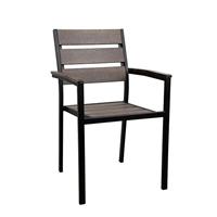 Ensemble de table et chaises en métal pour restaurant extérieur, bistrot, café, empilable, aluminium noir, chaise en bois de grange, couleur bois plastique