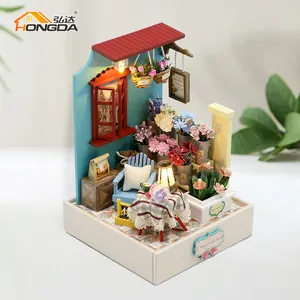 Hongda кукольный дом мебель Кофейня Кукольный дом модельки кукольные дома деревянный кафетерий миниатюра