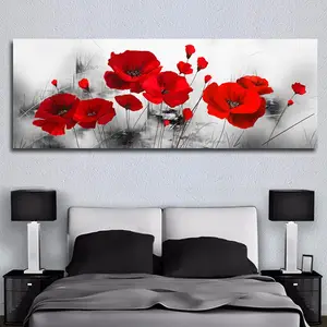 Moderno arte de la pared de la lona pinturas paisaje flor roja tema imagen de impresión para la decoración del hogar