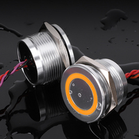 Interruptor piezoeléctrico de montaje empotrado LED de anillo de 22mm, superficie lisa, botón pulsador fácil de limpiar con cable