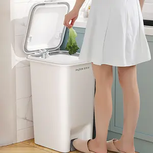 Juego de Dos Cubos de <span class=keywords><strong>Basura</strong></span> Portátiles Joybos con Pedales, Gran Capacidad, Blancos, Económicos, de Plástico, Oferta 2024 en <span class=keywords><strong>Amazon</strong></span> - Product Image 1