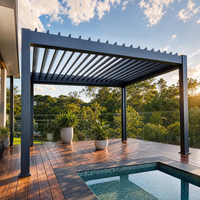 Pergola à lames orientables en aluminium haut de gamme toutes saisons, résistante aux vents forts, sur mesure pour jardin
