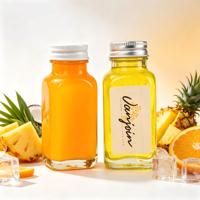 Bouteille en verre carrée de 60 ml pour jus concentré, étiquette personnalisée disponible en stock, livraison rapide, emballage de liquides pour boissons