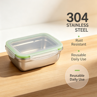 Boîte repas hermétique en acier inoxydable 304 de 850 ml pour micro-ondes, chauffage et conservation des repas, utilisation en cuisine, fourniture d'usine, boîte de rangement alimentaire