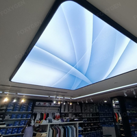 Azulejos de techo con estampado UV ignífugo a prueba de agua, decoración de líneas 3D, película de techo elástica de PVC para tiendas