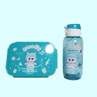 Nouvelle boîte à lunch isotherme portable en plastique PP pour enfants, avec compartiments, cuillère/fourchette et gourde, ensemble 450ml/580ml, pour une fraîcheur optimale
