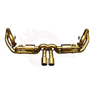 Conjunto de tuberías con válvulas de acero inoxidable dorado, equilibradas armónicamente Vortex, para Porsche 911 991 GT3 4.0L, Acoustic Tone Sport Engineering - Product Image 1