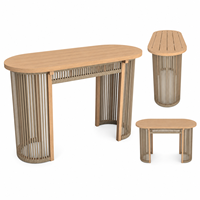 Collection de mobilier de bar d'extérieur Signature Coastal, ensemble table et tabourets en corde tressée faits à la main pour un espace de vie extérieur haut de gamme