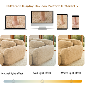 OE HOME W714S01567 114'' Soft Fluffy Plush Fabric Modular Sectional Sofa Set Ergonomic Design Ottoman Throw Pillows Adjustable - Product Image 5