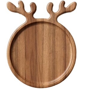 Plateau en bois en forme de bois de renne, couleur bois naturel, en bambou, pour servir des fruits et des en-cas, décoration de Noël, usage domestique - Product Image 5