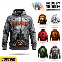 Sweat à capuche pour homme en polyester gris avec impression graphique de château, sublimation personnalisée, impression intégrale 3D pour Halloween