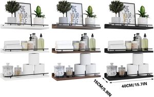 <span class=keywords><strong>Estante</strong></span> Flotante de <span class=keywords><strong>Pared</strong></span> de Madera Estilo Rústico, 15.7*5.9 pulgadas, para Baño y Dormitorio, Marrón/Negro/<span class=keywords><strong>Blanco</strong></span> - Product Image 4