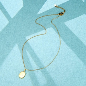 Wholesale Gold Plated Geometric Engraved Letter Dangle Charm <b>Necklaces</b> Jewelry - Product Image 5