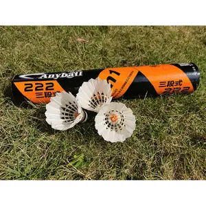 Anyball Boa Qualidade 12pcs Fibra Cortiça 100% Ganso Pena Badminton Peteca Para Torneio Profissional