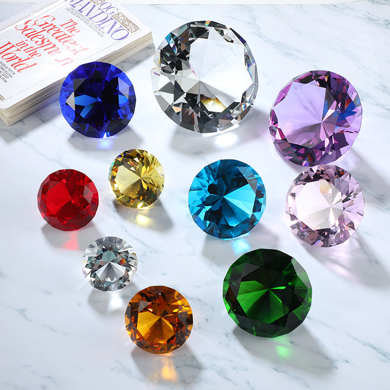 EU wholesale man made glass ornaments engraving logo10-200mm multi colors crystal glass diamond