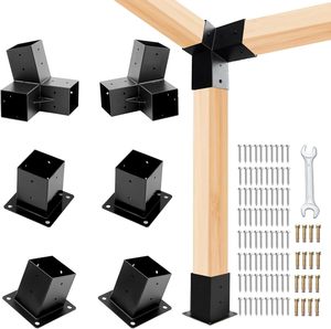 15 ° Kit de Soporte de Pérgola <span class=keywords><strong>para</strong></span> Montaje en Pared con Techo Inclinado, Base de Poste de 3 Vías <span class=keywords><strong>para</strong></span> Pérgolas y Gazebos, Vigas de Acero de 4\" X 4\" - Product Image 1