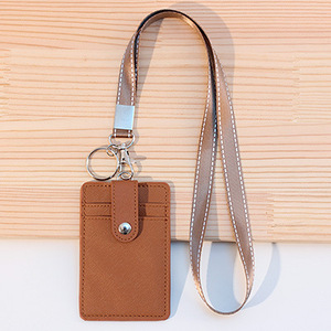 Zimi PU Leather Fashion Badge Holder Office <b>Key</b> <b>Ring</b> ID Card Holder Men Women Mini Wallet 3-Slot Credit Bus Card <b>Bag</b> Travel No - Product Image 2