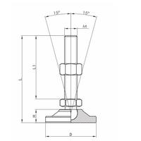 Pieds de mise à niveau réglables en métal d'acier inoxydable de M16X100mm diamètre de 80-100mm avec les tasses de pied articulées par base en caoutchouc antidérapante