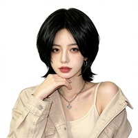 Wy045 Perruque courte en fourrure synthétique haute température pour l'hiver, style queue de renard, coupe Mullet Bob unisexe, style samouraï, pour femmes, style japonais