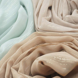 Nouvelle mode longue écharpe en mousseline de <span class=keywords><strong>soie</strong></span> argent <span class=keywords><strong>soie</strong></span> plissée femmes naturel rides écharpe châle bandeau couverture - Product Image 2