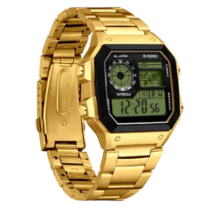 H-GOOD TK-0020 elegante oro para hombre reloj Digital vieja plaza de moda en forma de reloj Led