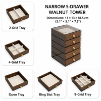 Multi Drawer Jewelry Box Large Capacity Wooden Jewellery Storage Organizer With Removable Velvet Trays