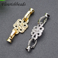 Fermoirs en forme de nœud CZ plaqué or antirouille sans Nickel, de grande taille pour la fabrication de bracelets et de bijoux, vente en gros