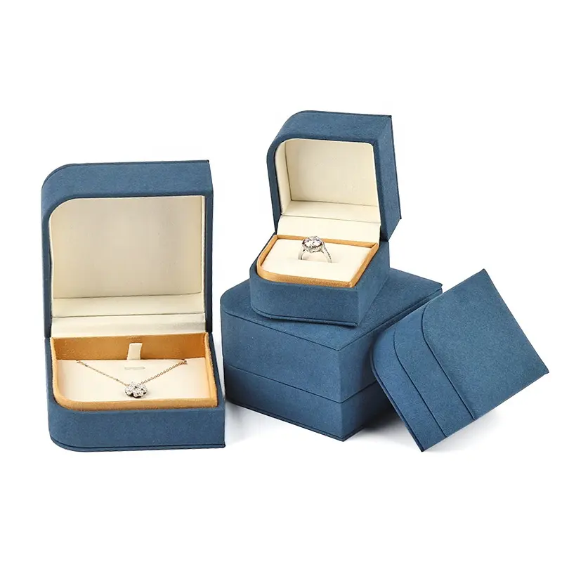 Kotak Perhiasan Biru Baru 2022 Kotak Kalung Berlian Lamaran Kemasan Kotak Perhiasan Grosir