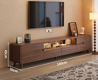 Meuble TV vintage du milieu du siècle en bois avec éclairage LED, meuble audio sur pied pour salon, mobilier nordique