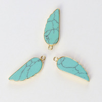 Pendentif et breloque en cristal ailes d'ange naturelles, pendentifs en pierre précieuse de plume pour la fabrication de colliers et de bijoux