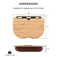 Table en bambou pour ordinateur Portable, support pour ordinateur Portable avec coussin et fente pour tablette