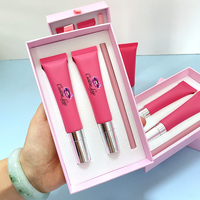 Kit de maquillage pour les lèvres 3 en 1, tête de massage en métal, gloss à lèvres hydratant brillant et ensemble de crayons à lèvres mats imperméables longue tenue professionnels