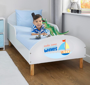 Culla per bambini - Bianca, Moderna, di piccole dimensioni, Full-size, in legno massello, con telaio superiore chiuso, <span class=keywords><strong>testiera</strong></span> rotonda, bassa altezza - Product Image 1