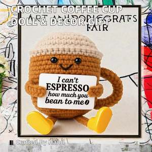Poupée en crochet personnalisée en forme de tasse à café, amigurumi fait main, compagnon de bureau mignon, décoration positive, cadeau, jouet en crochet Toysrunner pour 12 ans et plus - Product Image 2