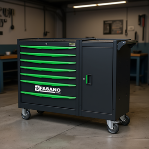 Armoire à outils roulante Fasano Tools à 7 tiroirs avec porte et roulettes pour la réparation automobile - Product Image 3