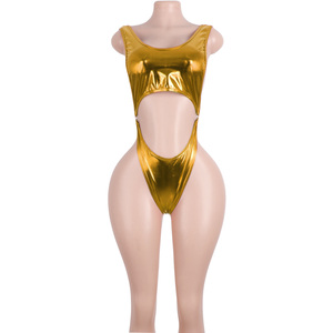 Ensemble en cuir verni brillant <span class=keywords><strong>pour</strong></span> femmes, comprenant des tenues sexy en spandex et <span class=keywords><strong>un</strong></span> costume string <span class=keywords><strong>pour</strong></span> les spectacles en boîte de nuit et les festivals - Product Image 1