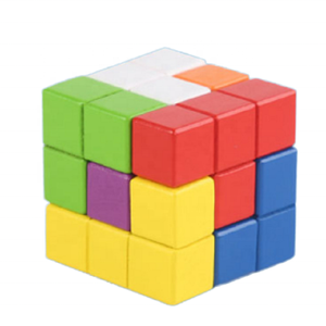 Konigキッズ用キューブ3D木製モンテッソーリ感覚玩具就学前教育材料カラフル0-24ヶ月 - Product Image 1