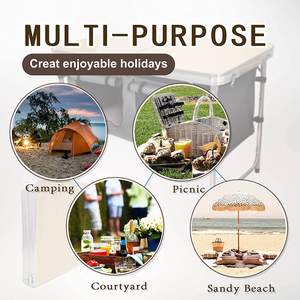 Ensemble de table pliante légère pour cuisine, pique-nique et camping avec pieds réglables et sac de rangement en tissu - Product Image 3