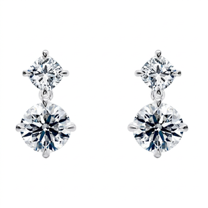 Boucles d'oreilles en or blanc avec diamants ronds et taille coussin, pour soirée, bijoux de luxe de créateur - Product Image 1