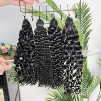 Extensions de cheveux humains bouclés 12A style birman, ondulés, sans nœuds, pré-séparés, invisibles, effet plume, pour crochet