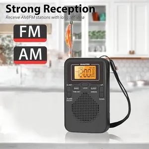 W206 Portable AM/FM 2-Band Digital Radio 1800mAh LCD Display Alarm Clock Headphone Jack - Product Image 5