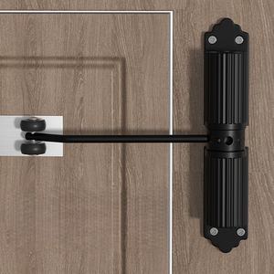 Ferme-porte automatique carré tout noir/argent, dispositif de fermeture de porte à ressort, <span class=keywords><strong>force</strong></span> réglable, convertit les portes à charnières en portes à fermeture automatique - Product Image 4