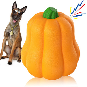 Pumpkin Shape <b>Dog</b> Chew Toy Orange Plastic Squeaker Boredom Buster for <b>Dogs</b> Halloween Fun Style - Product Image 1