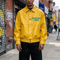 Veste bomber en cuir personnalisée OEM/ODM avec broderie, fermeture éclair, style décontracté, rétro, surdimensionnée, streetwear, hip hop, baseball, varsity pour hommes