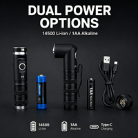 Lampe torche LED en forme de L de haute qualité, 750 lumens, alimentée par piles AA, rechargeable par USB, étanche IP54, mise au point réglable, 90 degrés, pour le travail