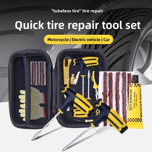 Bike Tire Repair Kit – Emergency Puncture Plug Tools for Tyre, Includes Tire Strips, Glue, Stirring Tool – <b>Quick</b> Patch for Road, - Product Image 2